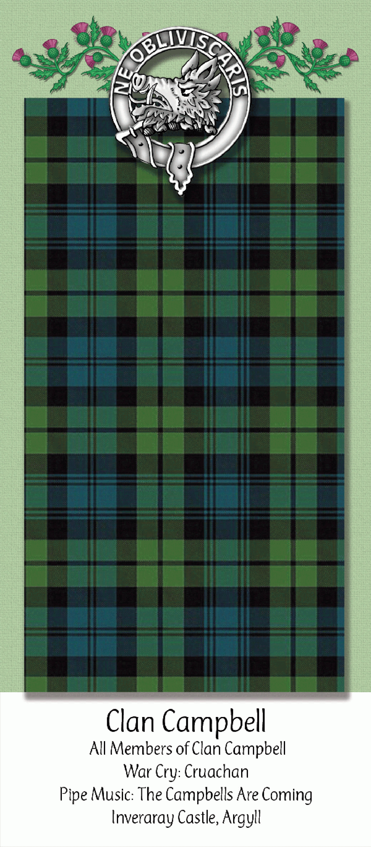 Campbell Ancient 02 Tartan Crest Black Garden Flag - Gold Thistle Style main image 1