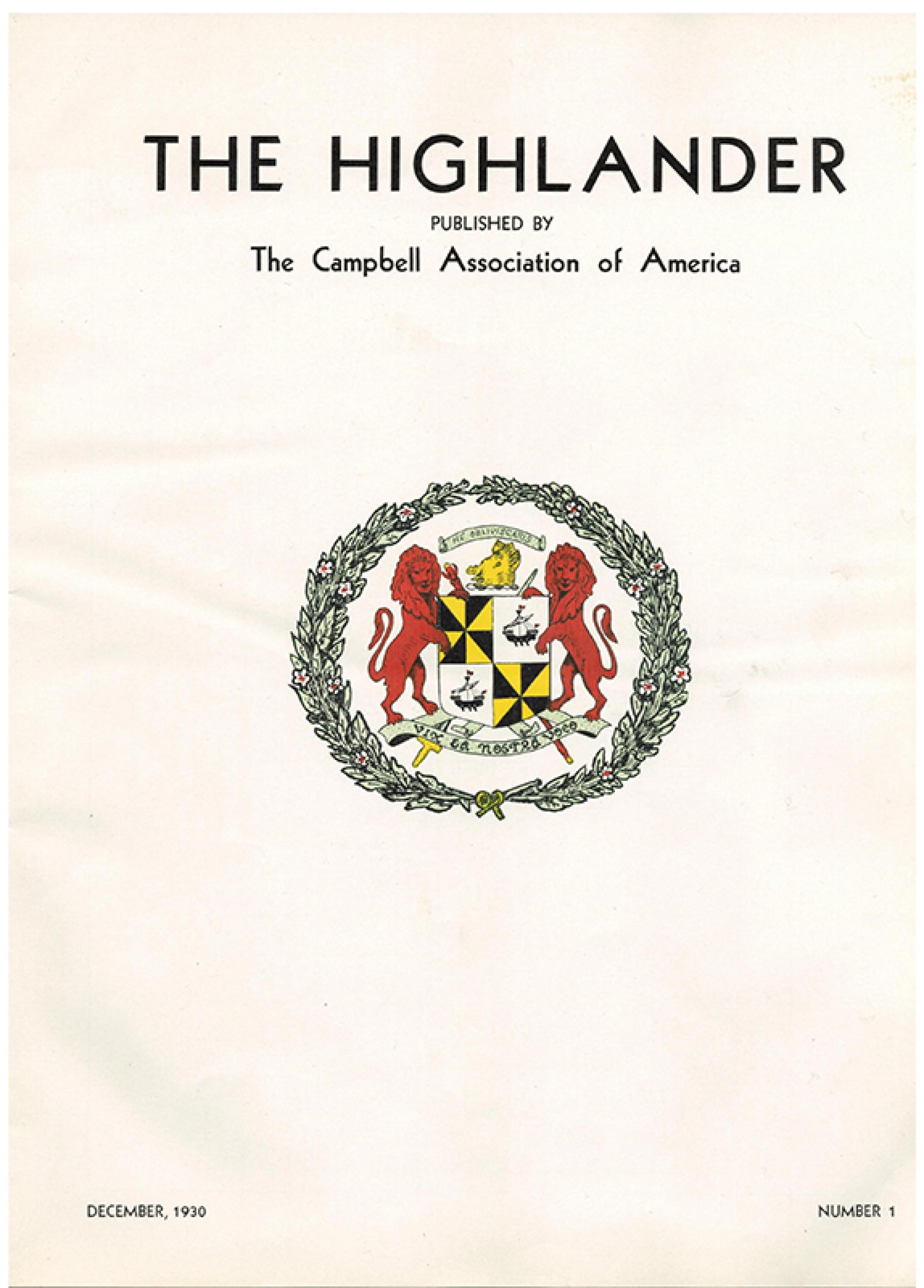 The-HIGHLANDER-Clan-Campbell-Association-of-America-1930-vol-1-no-1-cover-Photo
