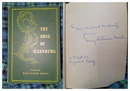 The Rose Auzenburg by Mary Latham Norton Cover and Autograph Page signed by the author in 1952