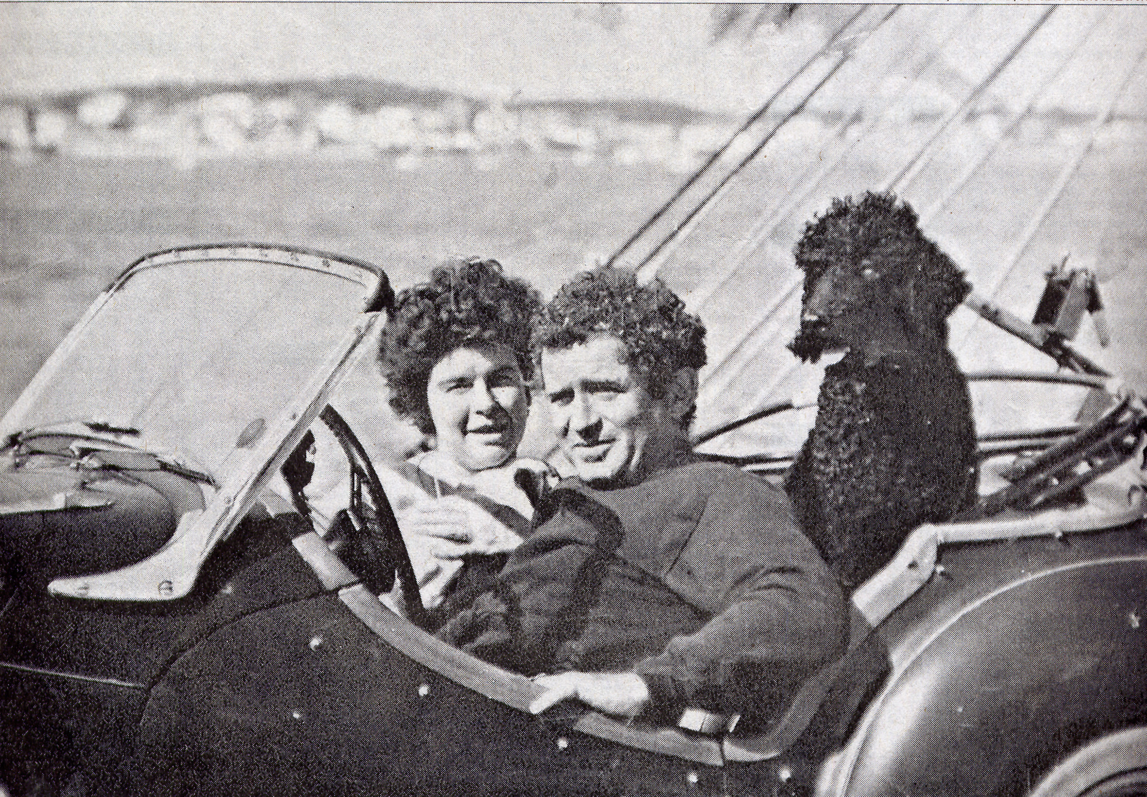 Lady-Jeanne-Photo-of-Lady-Jeanne-Campbell-with-Norman-Mailer-and Black-Poodle-in-Roadster